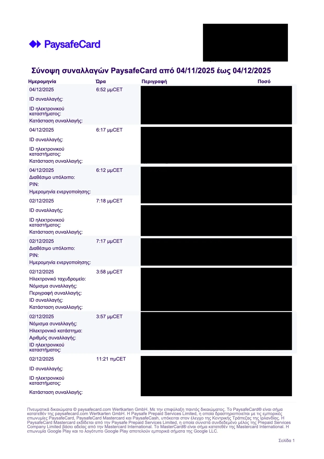 Επαλήθευση PaysafeCard